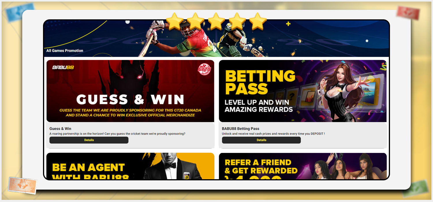 Babu88 betting site offers various bonuses and promotions.